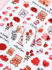 2 ngày lễ tình nhân dán móng tay hình trái tim - Nhiều màu - Xem 6