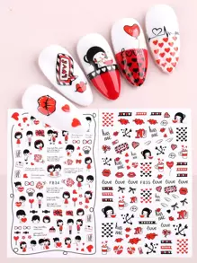 2張人像圖案美甲貼紙 - 彩色 - 查看 1