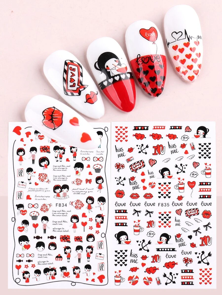 2張人像圖案美甲貼紙 - 彩色 - 查看 1