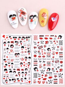 2張人像圖案美甲貼紙 - 彩色 - 查看 6