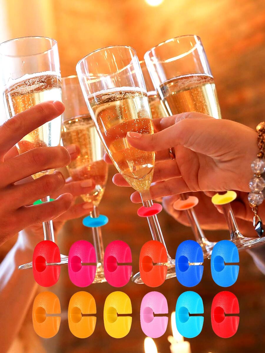 12pcs Random Color Wine Glass Identification Ring SHEIN USA