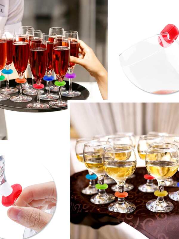 12pcs Random Color Wine Glass Identification Ring SHEIN USA