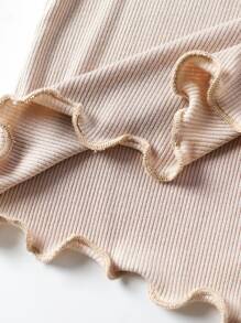 SHEIN Genkimix Kids Young Girl 4pcs Lettuce Trim Tee, School, Campus, College - Multicolor - View 3