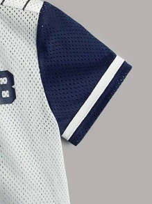 SHEIN Young Boy 條紋拼色字母貼片襯衫 - 彩色 - 查看 4