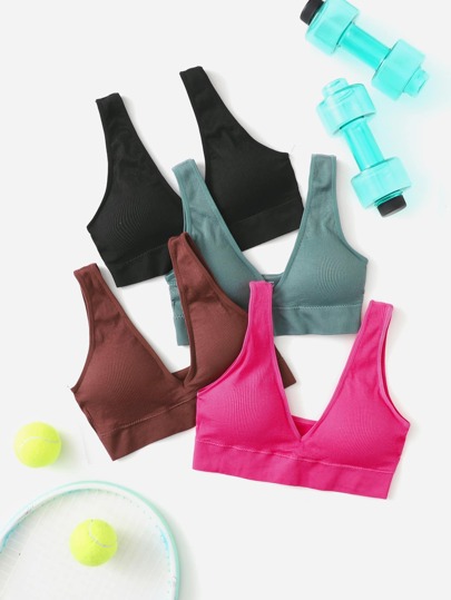 4 pièces Brassière de sport soutien moyen