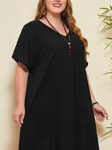 EMERY ROSE Đầm Plus Size màu trơn Giải trí - màu đen - Xem 5