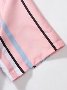 Manfinity 男士隨機塊狀條紋襯衫不帶T恤 - 彩色 - 查看 3