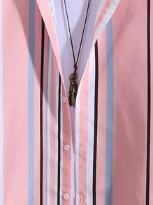 Manfinity 男士隨機塊狀條紋襯衫不帶T恤 - 彩色 - 查看 5