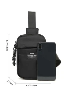 Men Letter Detail Bum Bag - Black - View 3