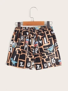 小男童字母和恐龍印花短褲 - 彩色 - 查看 2
