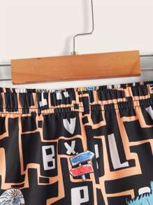 小男童字母和恐龍印花短褲 - 彩色 - 查看 4