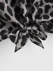 SHEIN LUNE Leopard Print Knot Detail Top,Casual - Multicolor - View 3