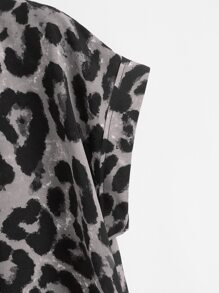 SHEIN LUNE Leopard Print Knot Detail Top,Casual - Multicolor - View 4