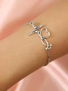 心跳裝飾手環 - 銀色 - 查看 1