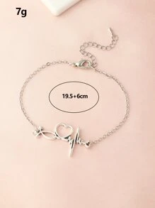 心跳裝飾手環 - 銀色 - 查看 6