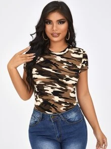 SHEIN SXY Áo thun nữ Ngụy trang Giải trí - Nhiều màu - Xem 1