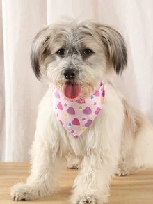 愛心圖案寵物方巾 - 彩色 - 查看 2