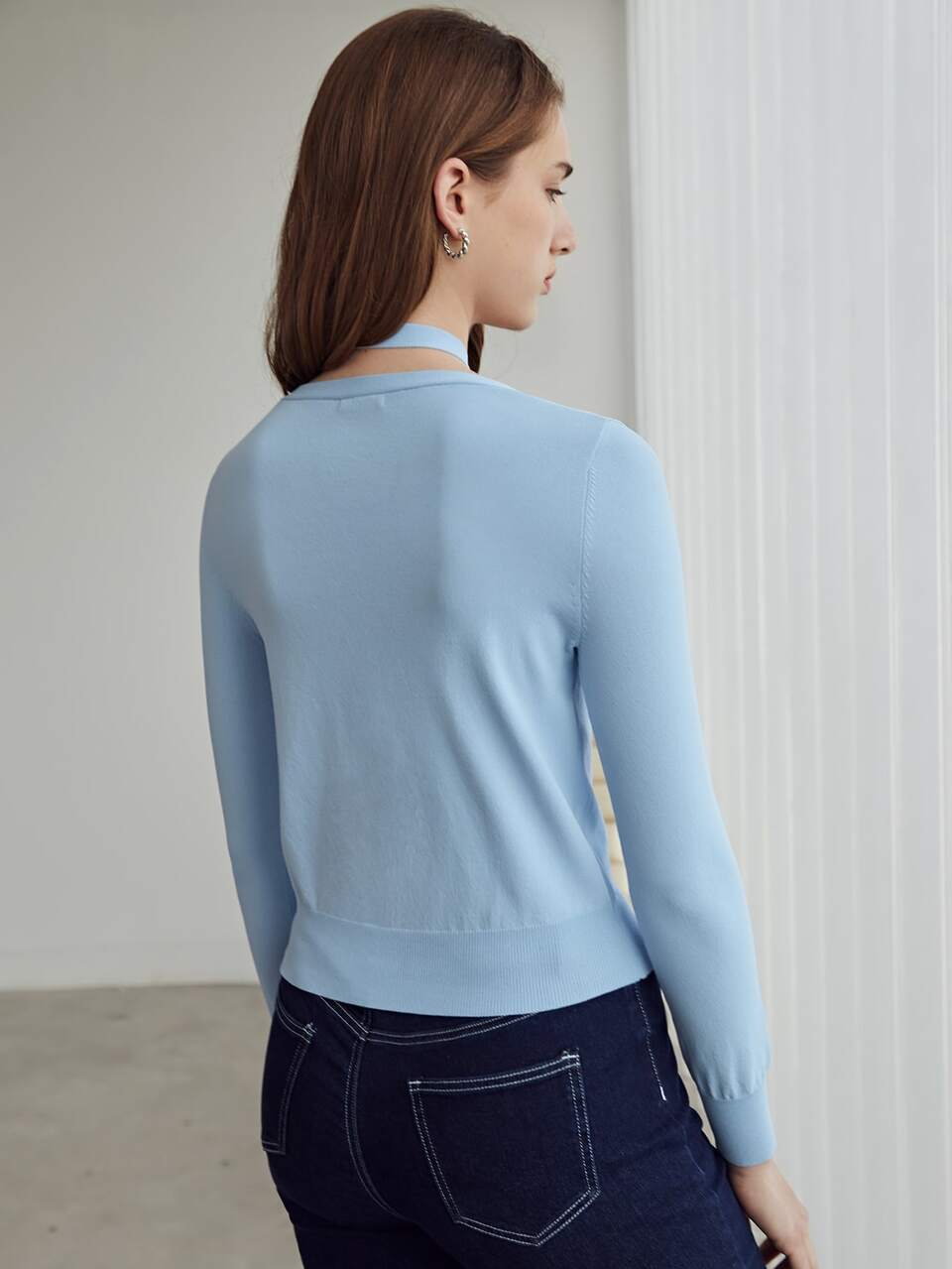 MOTF VISCOSE CRISS-CROSS NECK SWEATER