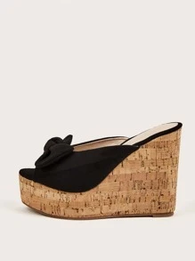 Giày bệt dày và Dép nêm Nữ Nơ Bướm màu trơn Kỳ nghỉ Đúng mốt - màu đen - Xem 7