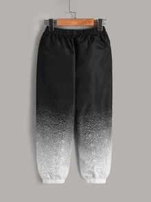 SHEIN 小男童漸變圖案彈性腰帶長褲 - 黑與白 - 查看 2