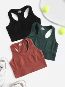 Easithlete Áo lót thể thao Nữ Gân đan màu trơn - Nhiều màu - Xem 1