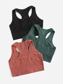 Easithlete Áo lót thể thao Nữ Gân đan màu trơn - Nhiều màu - Xem 2