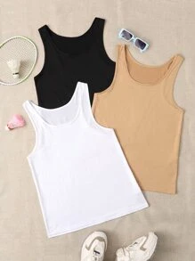 3pcs Solid Sports Tank Top - Multicolor - View 1