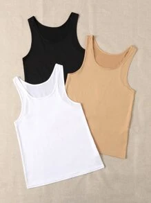 3pcs Solid Sports Tank Top - Multicolor - View 4