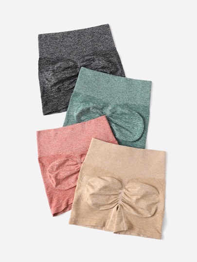 4 Stücke Sportshorts mit Marmor Scrunch Butt, hoher Dehnung