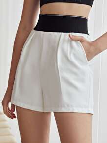 SHEIN Wide Waistband Sports Shorts - White - View 7