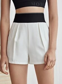 SHEIN Wide Waistband Sports Shorts - White - View 10