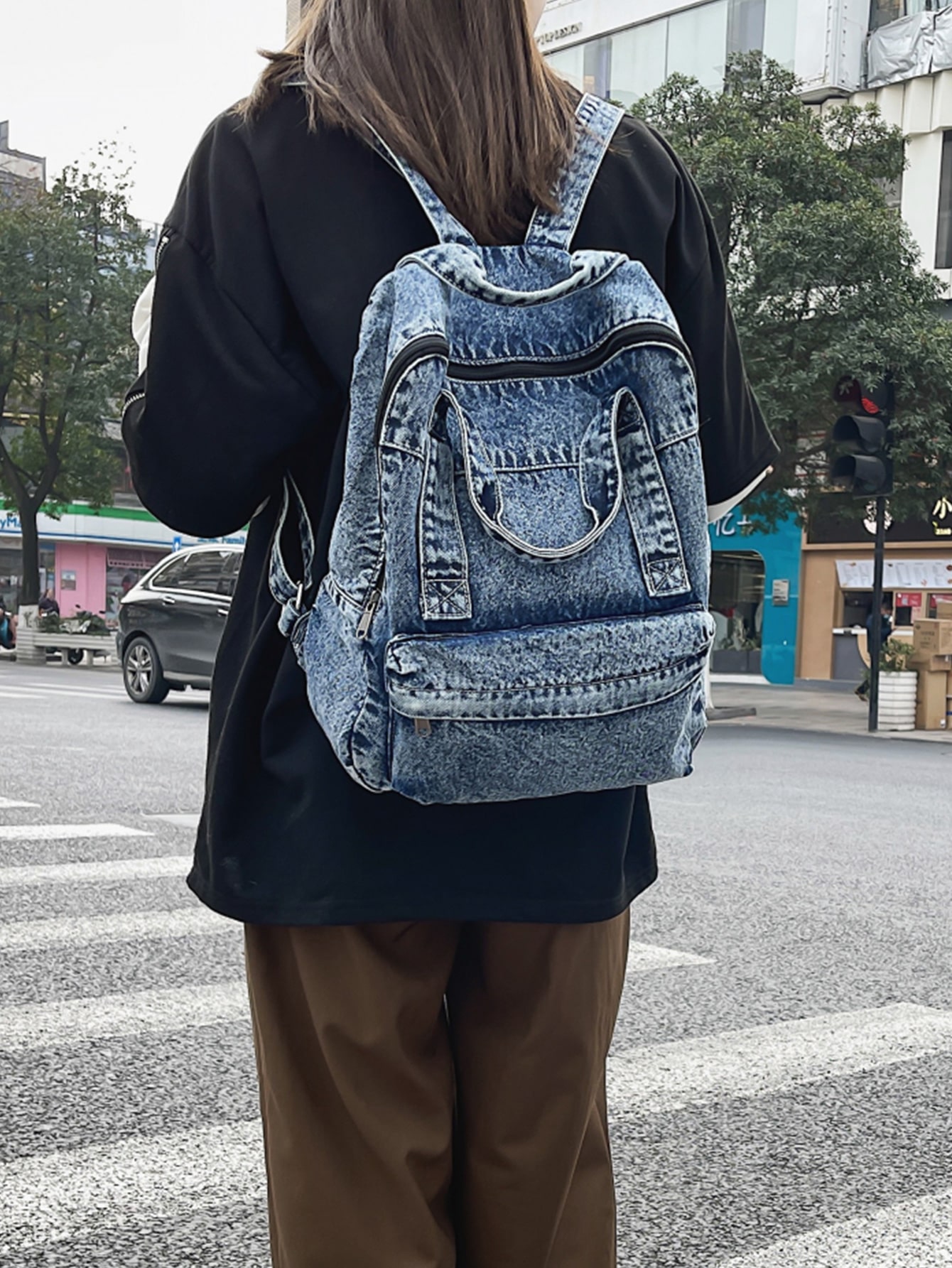 afends denim backpack