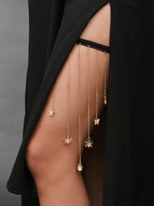 蝴蝶和蜘蛛吊墜腿鏈 - 彩色 - 查看 1