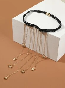 蝴蝶和蜘蛛吊墜腿鏈 - 彩色 - 查看 2