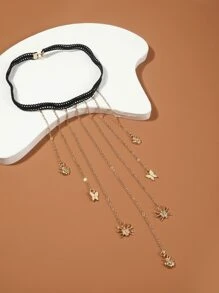 蝴蝶和蜘蛛吊墜腿鏈 - 彩色 - 查看 3