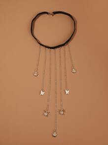 蝴蝶和蜘蛛吊墜腿鏈 - 彩色 - 查看 4