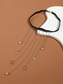 蝴蝶和蜘蛛吊墜腿鏈 - 彩色 - 查看 5