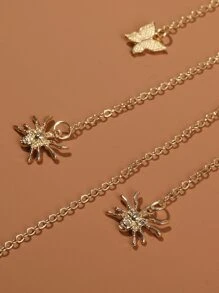 蝴蝶和蜘蛛吊墜腿鏈 - 彩色 - 查看 7