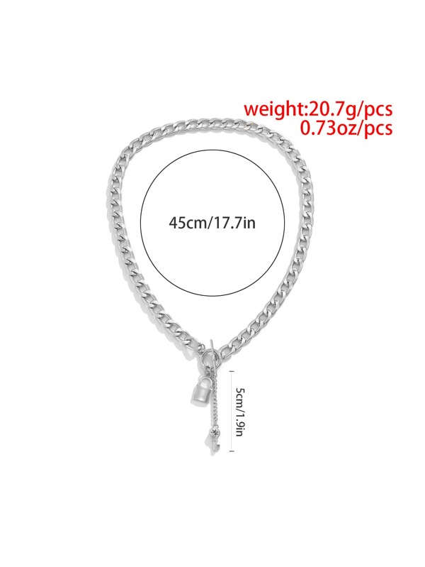 Rhinestone Decor Key & Lock Charm Chain Necklace SHEIN USA