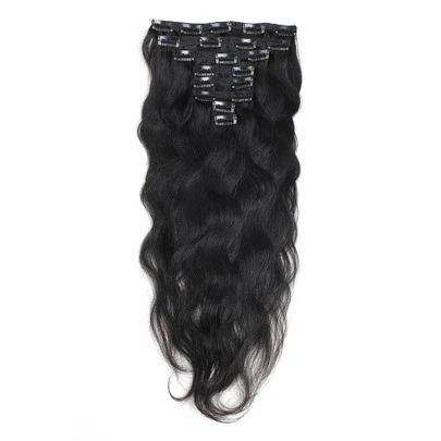 8pcs Body Wave Clip In Natural Black Virgin Human Hair Extension Clip-In Hair Extension Weft Hair Extension Hair Extensions