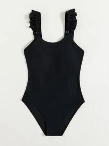 2packs Solid One Piece Swimsuit With Plant Print Beach Skirt Summer - Green - View 2