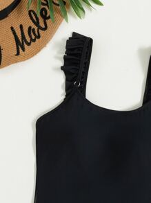 2packs Solid One Piece Swimsuit With Plant Print Beach Skirt Summer - Green - View 4