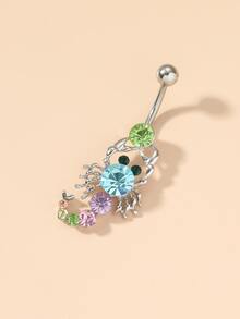 水鑽裝飾蠍吊墜臍環 - 彩色 - 查看 2