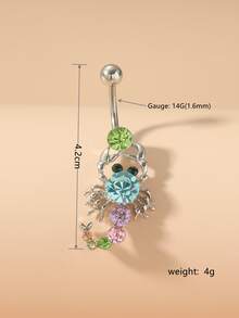 水鑽裝飾蠍吊墜臍環 - 彩色 - 查看 3