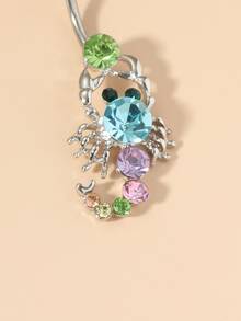 水鑽裝飾蠍吊墜臍環 - 彩色 - 查看 4