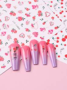 TSZS 3 hình dán móng tay hoa và trái cây - Nhiều màu - Xem 3