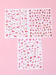 TSZS 3 hình dán móng tay hoa và trái cây - Nhiều màu - Xem 5