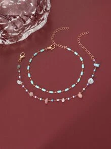 2 miếng đá & Vòng chân trang trí hình học - Nhiều màu - Xem 2