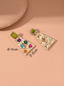Rhinestone Decor Geometric Drop Earrings - Nhiều màu - Xem 3
