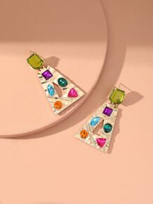 Rhinestone Decor Geometric Drop Earrings - Nhiều màu - Xem 5